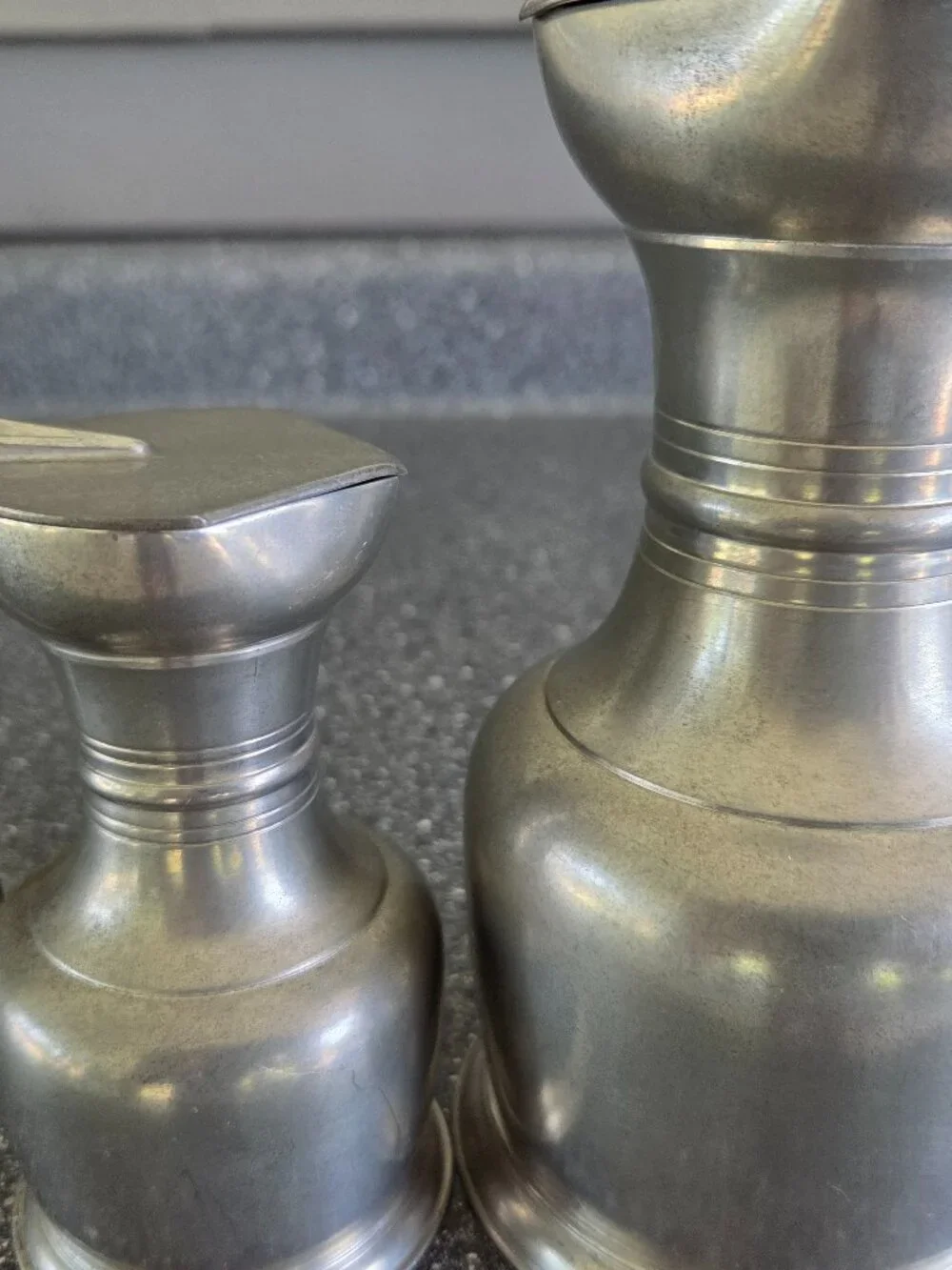 Royal Holland KMD Tiel Pewter Creamer Pitcher Acorn Decorated Hinged Lid Vintage
